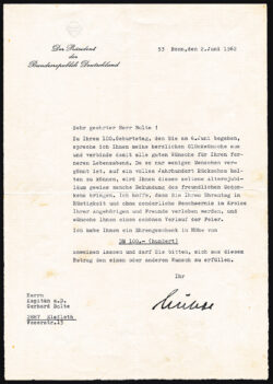 SMU 13-0135 - Schreiben Bundespräsident Lübke an Gerhard Bolte, 2. Juni 1962